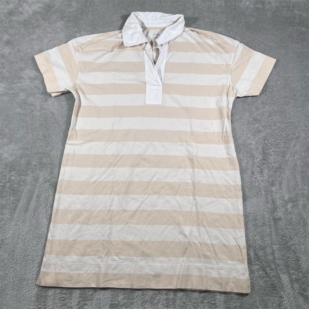 Everlane Women's Beige Striped Polo Dress Size‎ Medium Short Sleeve Casual